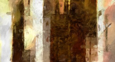 Soyut arkaplanda pürüzlü fırça darbeleri. Fırça boyası. Renkli boya darbeleri. Eşsiz duvar sanatı. Tuvaldeki modern sanat. Renkli çağdaş sanat eserleri. 