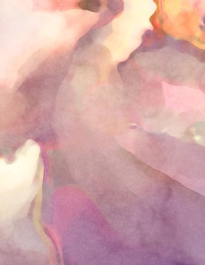 Yumuşak suluboya duvar kağıdı. Hafifçe fırçalanmış renkleri olan sanatsal bir resim. Pastel renkler arkaplana dokunmuş. Soyut duvar sanatı..