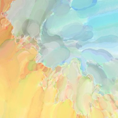 Çağdaş sanat. El işçiliğinin renkli dokusu. Modern resim. Yüzeyde suluboya vuruşlar. Sanatsal arkaplan resmi. Tablo üzerinde soyut resim. Fırça darbeleri. 