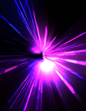 Fütürist mercek patlaması. Parlayan parçacıkları ve çizgileri olan ışık patlaması yıldızı. Güzel soyut ışın arkaplanı.