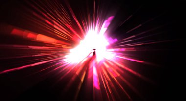 Fütürist mercek patlaması. Parlayan parçacıkları ve çizgileri olan ışık patlaması yıldızı. Güzel soyut ışın arkaplanı.