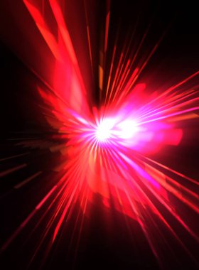 Fütürist mercek patlaması. Parlayan parçacıkları ve çizgileri olan ışık patlaması yıldızı. Güzel soyut ışın arkaplanı.