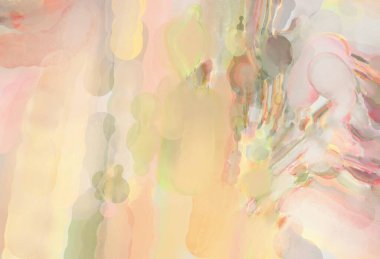 Pastel renklerde suluboya resim. Poster, duvar sanatı, afiş, kart, kitap kapağı ya da ambalaj için rahatlatıcı kompozisyonun yumuşak renkli çizimi. Modern fırça darbeleri resim.