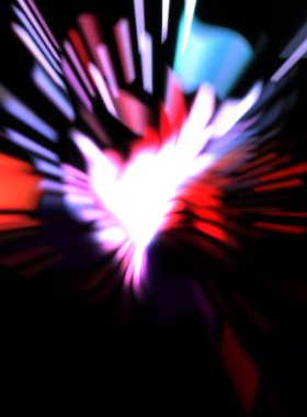 Işık parçacık izleri. Parlayan parçacıkları ve çizgileri olan ışık patlaması yıldızı. Güzel hareketli soyut ışın arkaplanı.