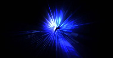 Fütürist mercek patlaması. Parlayan parçacıkları ve çizgileri olan ışık patlaması yıldızı. Güzel soyut ışın arkaplanı.