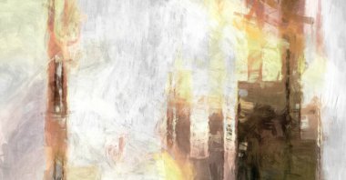 Soyut arkaplanda pürüzlü fırça darbeleri. Fırça boyası. Renkli boya darbeleri. Eşsiz duvar sanatı. Tuvaldeki modern sanat. Renkli çağdaş sanat eserleri. 