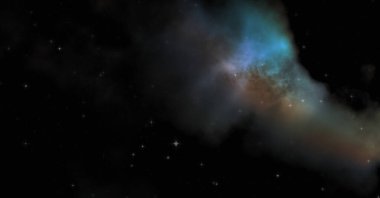 Galaksi uzayındaki yıldız alanı renkli nebula ile. Uzayın derinliklerinin bilim kurgu geçmişi. Ruhsal duvar kağıdı.