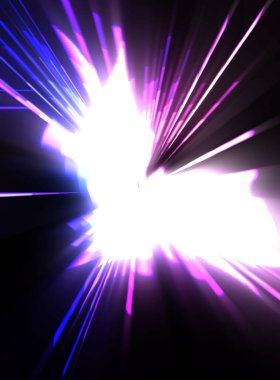 Fütürist mercek patlaması. Parlayan parçacıkları ve çizgileri olan ışık patlaması yıldızı. Güzel soyut ışın arkaplanı.