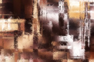 Modern sanat. Renkli çağdaş sanat eserleri. Renkli boya darbeleri. Soyut arkaplanda fırça darbeleri. Fırça boyası. Eşsiz duvar sanatı.