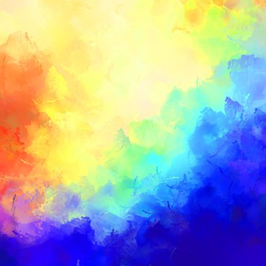 Canlı fırça darbeleriyle boyanmış. Renkli desenli resim. Fırçalanmış duvar kağıdını boya.