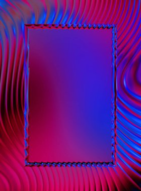 Soyut çerçeveli arkaplan. Renkli, canlı, dalgalı bir duvar kağıdı. Merkezi çerçeveli yaratıcı grafik 2d çizim. Dinamik şekilli modaya uygun sıvı örtüsü.