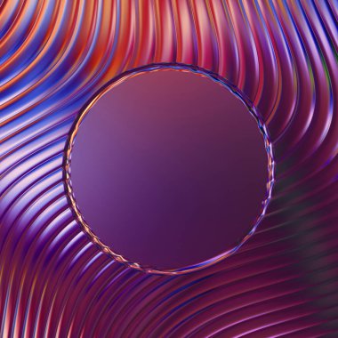 Soyut çerçeveli arkaplan. Renkli, canlı, dalgalı bir duvar kağıdı. Merkezi çerçeveli yaratıcı grafik 2d çizim. Dinamik şekilli modaya uygun sıvı örtüsü.