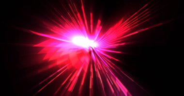 Fütürist mercek patlaması. Parlayan parçacıkları ve çizgileri olan ışık patlaması yıldızı. Güzel soyut ışın arkaplanı.