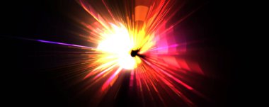 Fütürist mercek patlaması. Parlayan parçacıkları ve çizgileri olan ışık patlaması yıldızı. Güzel soyut ışın arkaplanı.