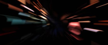 Işık parçacık izleri. Parlayan parçacıkları ve çizgileri olan ışık patlaması yıldızı. Güzel hareketli soyut ışın arkaplanı.