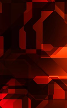 Renkli ve canlı geometrik şekiller katmanları var. Bir teknoloji planının dijital illüstrasyonu. Gelecekçi tasarım şablonu.