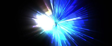 Fütürist mercek patlaması. Parlayan parçacıkları ve çizgileri olan ışık patlaması yıldızı. Güzel soyut ışın arkaplanı.