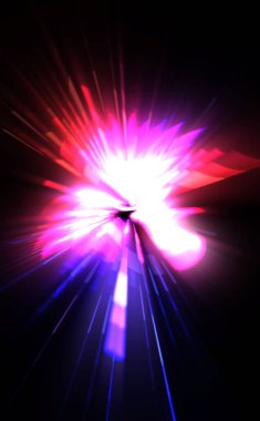 Fütürist mercek patlaması. Parlayan parçacıkları ve çizgileri olan ışık patlaması yıldızı. Güzel soyut ışın arkaplanı.