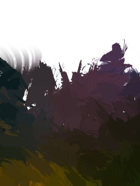 Taranmış Boyalı Soyut Arkaplan. Vahşi kaotik fırça darbeleri. Boya darbeleri. 2D İllüstrasyon. Fırça darbeli resim. 