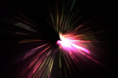 Fütürist mercek patlaması. Parlayan parçacıkları ve çizgileri olan ışık patlaması yıldızı. Güzel soyut ışın arkaplanı.