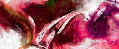 Soyut arkaplanda pürüzlü fırça darbeleri. Fırça boyası. Renkli boya darbeleri. Eşsiz duvar sanatı. Tuvaldeki modern sanat. Renkli çağdaş sanat eserleri. 