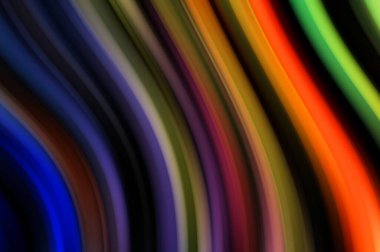 Siyah arka planda renkli düz çizgiler. Sıvı ve sıvı renkli dalgalar karanlıkta akıyor. Duvar kağıdı, afiş, arkaplan, kart, kitap, kapak, poster, afiş, broşür