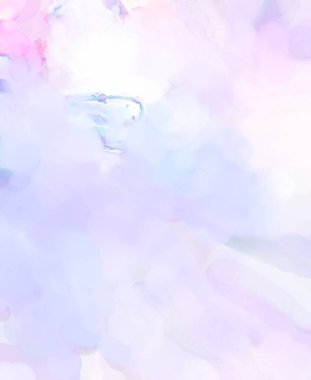 Pastel renklerde suluboya resim. Poster, duvar sanatı, afiş, kart, kitap kapağı ya da ambalaj için rahatlatıcı kompozisyonun yumuşak renkli çizimi. Modern fırça darbeleri resim.