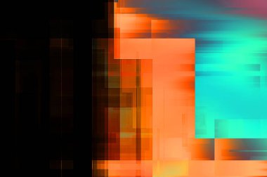 Renkli ve canlı geometrik şekiller katmanları var. Bir teknoloji planının dijital illüstrasyonu. Gelecekçi tasarım şablonu.