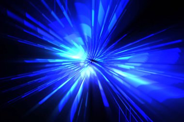 Fütürist mercek patlaması. Parlayan parçacıkları ve çizgileri olan ışık patlaması yıldızı. Güzel soyut ışın arkaplanı.