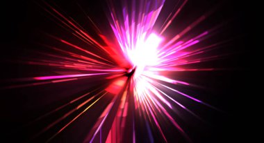 Fütürist mercek patlaması. Parlayan parçacıkları ve çizgileri olan ışık patlaması yıldızı. Güzel soyut ışın arkaplanı.