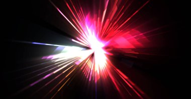 Fütürist mercek patlaması. Parlayan parçacıkları ve çizgileri olan ışık patlaması yıldızı. Güzel soyut ışın arkaplanı.