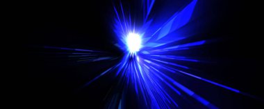 Fütürist mercek patlaması. Parlayan parçacıkları ve çizgileri olan ışık patlaması yıldızı. Güzel soyut ışın arkaplanı.