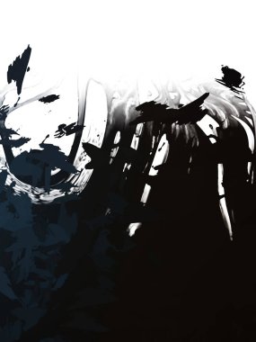 Taranmış Boyalı Soyut Arkaplan. Vahşi kaotik fırça darbeleri. Boya darbeleri. 2D İllüstrasyon. Fırça darbeli resim. 