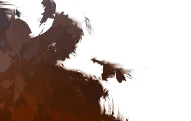 Duvar sanatı Eşsiz ve yaratıcı illüstrasyon. Fırça darbesi ile boyanmış. Renkli fırça darbelerinin soyut arkaplanı. Fırçalanmış canlı duvar kâğıdı. Boyalı sanatsal yaratım.