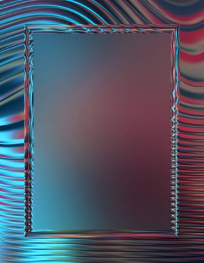 Soyut çerçeveli arkaplan. Renkli, canlı, dalgalı bir duvar kağıdı. Merkezi çerçeveli yaratıcı grafik 2d çizim. Dinamik şekilli modaya uygun sıvı örtüsü.