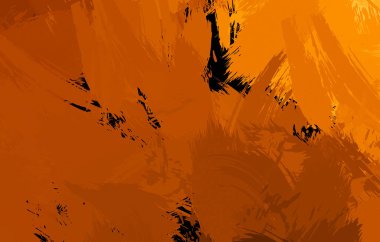 Vahşi fırça darbeleriyle yaratıcı soyut resim. Artistik fırça darbeleriyle donatılmış. Renkli ve canlı bir tasvir. Boyalı sanat.