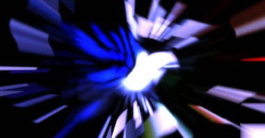 Işık parçacık izleri. Parlayan parçacıkları ve çizgileri olan ışık patlaması yıldızı. Güzel hareketli soyut ışın arkaplanı.