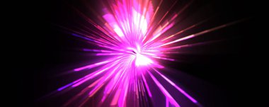 Fütürist mercek patlaması. Parlayan parçacıkları ve çizgileri olan ışık patlaması yıldızı. Güzel soyut ışın arkaplanı.