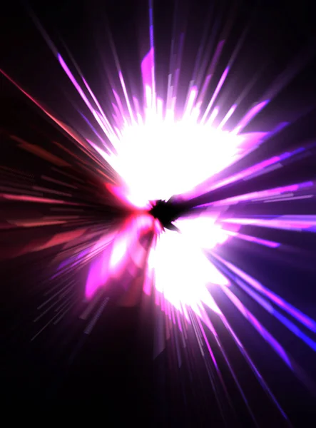 Futuristic lens flare. Light explosion star with glowing particles and lines. Beautiful abstract rays background.