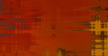 Soyut arkaplan. Yaşlanmış grunge dokusunda geometrik elementler. Farklı renk desenli grafiksel illüstrasyon.