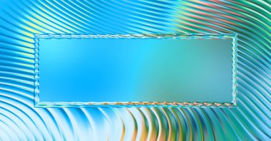 Soyut çerçeveli arkaplan. Renkli, canlı, dalgalı bir duvar kağıdı. Merkezi çerçeveli yaratıcı grafik 2d çizim. Dinamik şekilli modaya uygun sıvı örtüsü.