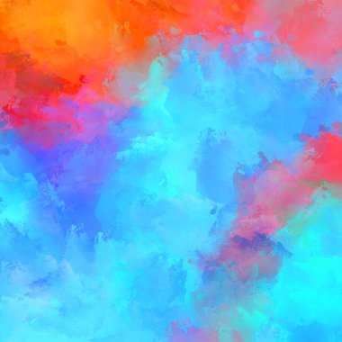 Canlı fırça darbeleriyle boyanmış. Renkli desenli resim. Fırçalanmış duvar kağıdını boya.