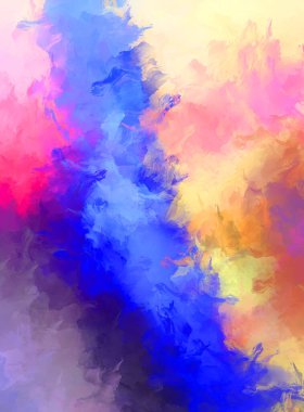 Duvar sanatı Eşsiz ve yaratıcı illüstrasyon. Fırça darbesi ile boyanmış. Renkli fırça darbelerinin soyut arkaplanı. Fırçalanmış canlı duvar kâğıdı. Boyalı sanatsal yaratım.