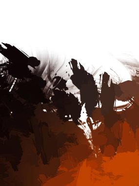 Taranmış Boyalı Soyut Arkaplan. Vahşi kaotik fırça darbeleri. Boya darbeleri. 2D İllüstrasyon. Fırça darbeli resim. 