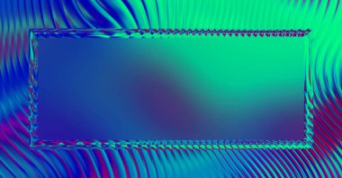 Soyut çerçeveli arkaplan. Renkli, canlı, dalgalı bir duvar kağıdı. Merkezi çerçeveli yaratıcı grafik 2d çizim. Dinamik şekilli modaya uygun sıvı örtüsü.