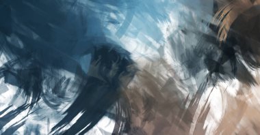 Sanatsal soyut arkaplan. Doku boyalı duvar kağıdı. Boya darbeleriyle yaratıcı bir illüstrasyon. Fırça desenli resim.