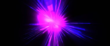 Fütürist mercek patlaması. Parlayan parçacıkları ve çizgileri olan ışık patlaması yıldızı. Güzel soyut ışın arkaplanı.