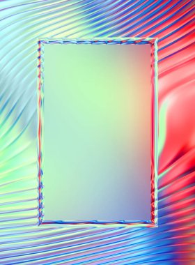 Soyut çerçeveli arkaplan. Renkli, canlı, dalgalı bir duvar kağıdı. Merkezi çerçeveli yaratıcı grafik 2d çizim. Dinamik şekilli modaya uygun sıvı örtüsü.