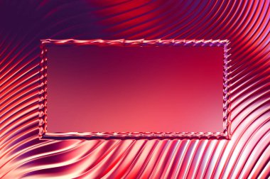 Soyut çerçeveli arkaplan. Renkli, canlı, dalgalı bir duvar kağıdı. Merkezi çerçeveli yaratıcı grafik 2d çizim. Dinamik şekilli modaya uygun sıvı örtüsü.