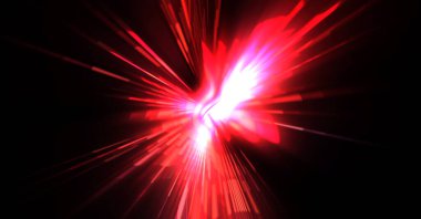 Fütürist mercek patlaması. Parlayan parçacıkları ve çizgileri olan ışık patlaması yıldızı. Güzel soyut ışın arkaplanı.